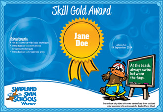 Shapland Swim Schools Certificate of Achievement